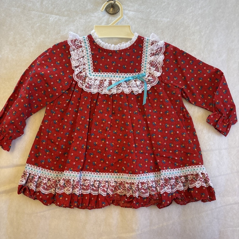 Vintage 70s Sears Collection Disney Girls Winnie the Pooh Dress Red Size 2T